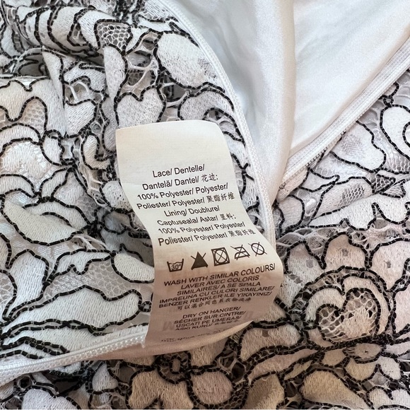 MISSGUIDED Black White Lace Off One Shoulder Ruffles Midi Dress NWOT Size 12 - Picture 9 of 14